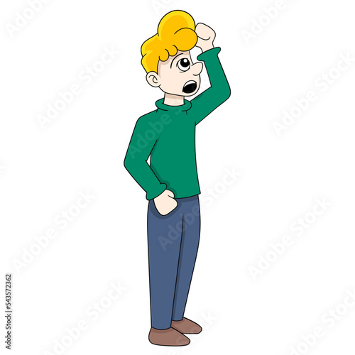 illustration of a boy scratching his head in confusion