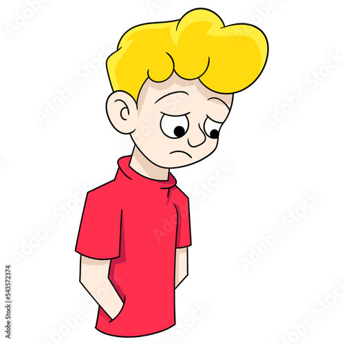 illustration of a man lowering his head because he is sad