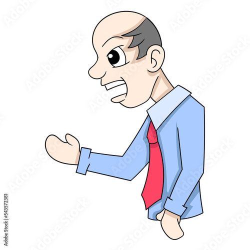 illustration of an angry faced boss giving enthusiasm to work