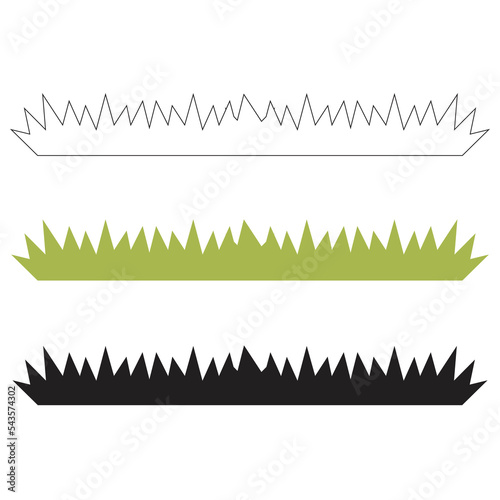 three style simple grass objects on white background, vector illustration