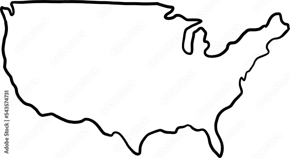 doodle freehand drawing of usa map.
