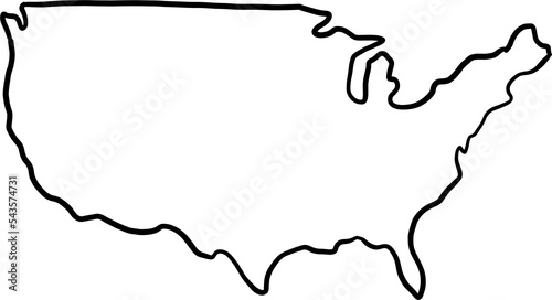 doodle freehand drawing of usa map.