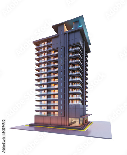 3d render apartment or Condominium luxury building photo