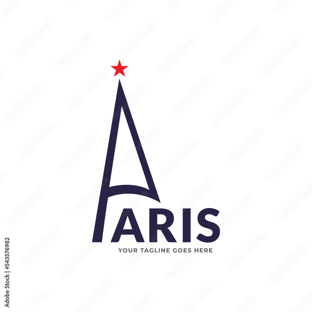 Paris and Eiffel tower logo design