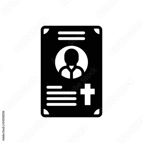 Black solid icon for obituaries