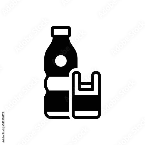 Black solid icon for plastics