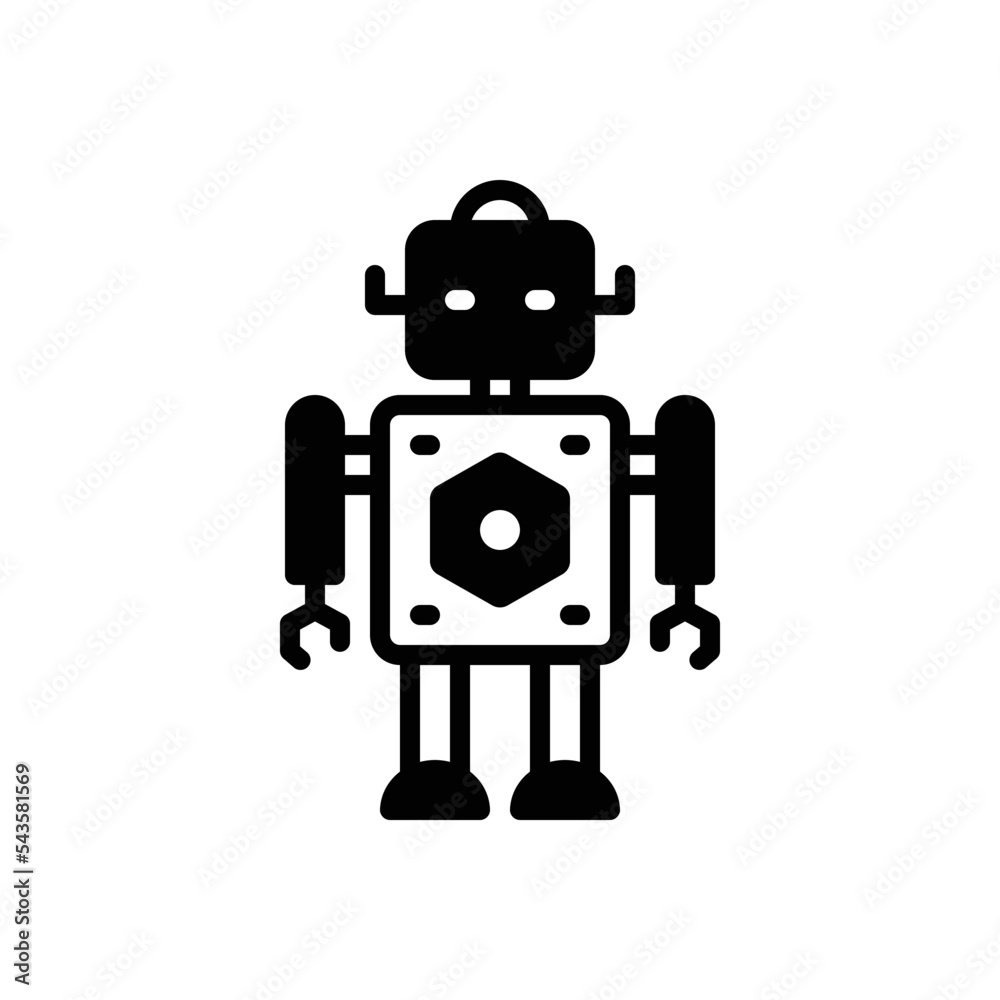Fototapeta premium Black solid icon for robot