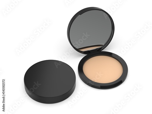 Bilde på lerret Blank makeup compact template, 3d render illustration.