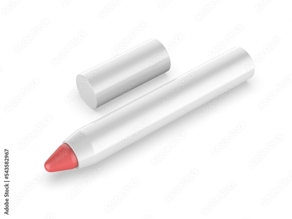 Blank lip color crayon template, 3d render illustration. Blank lip color crayon template, 3d render illustration.