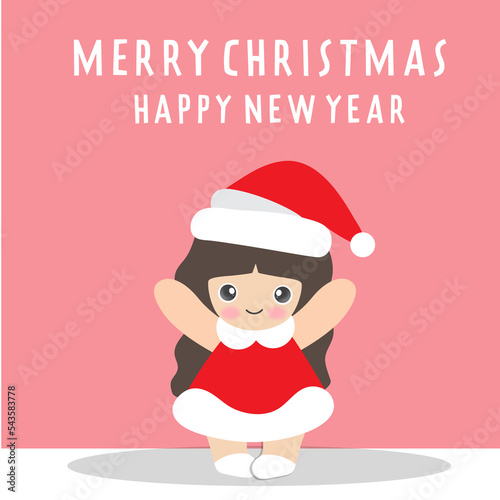 Christmas Greeting Card with Cute cartoon character © Nitchanan