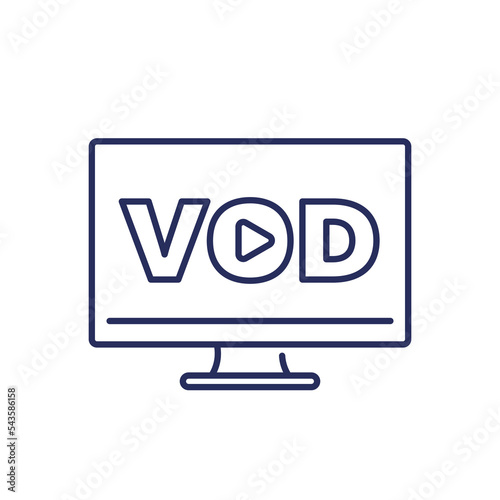VOD, video on demand line vector icon