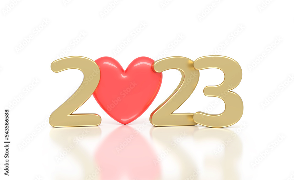 New Year 2023 Creative Design Concept with heart symbol - 3D Rendered Image
New Year 2023 Creative Design Concept with heart symbol - 3D Rendered Image