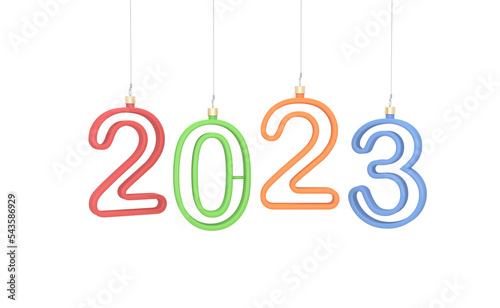 New Year 2023 Creative Design Concept - 3D Rendered Image	
 photo