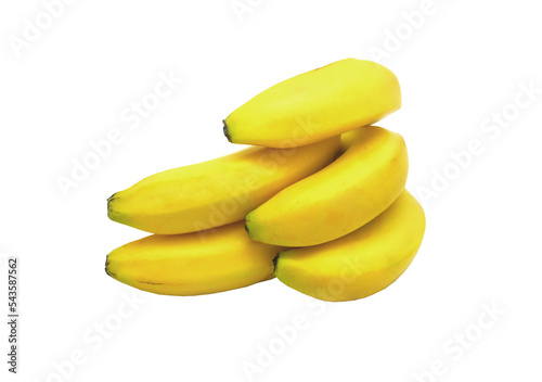 Isolated bunch of yellow fruit bananas on transparent background