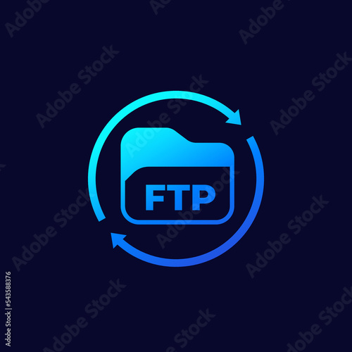 ftp protocol icon, transfer to server vector