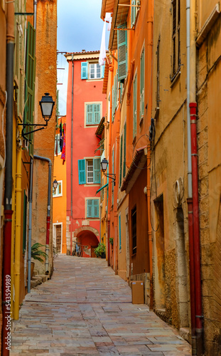 Old terracotta houses in Old Town  Villefranche sur Mer  South of France