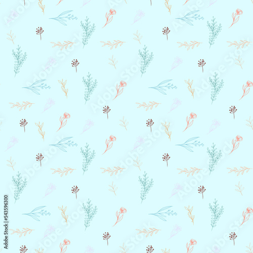 simple seamless pattern with leaves. seamless leaves pattern with light blue background. seamless pattern