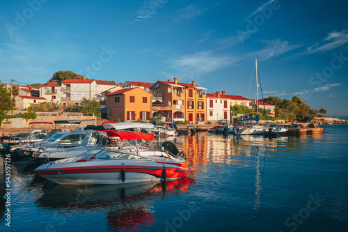 Boats on the coast of the Adriatic Sea. Photo of a beautiful summer vacation in Croatia