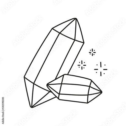 Hand drawn illustration of magic crystals.