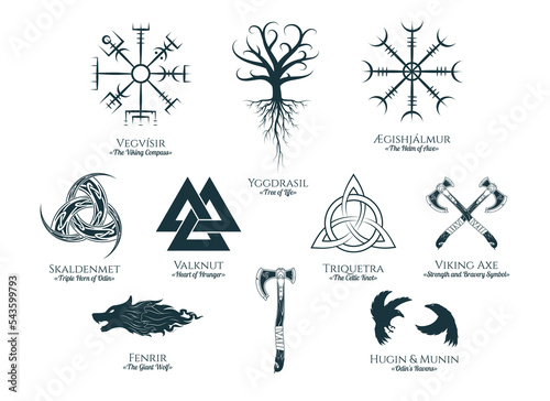 Fototapeta Viking symbols isolated set