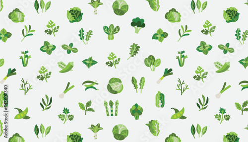 Vector vegetables Seamless pattern. Includes Brassica oleracea.