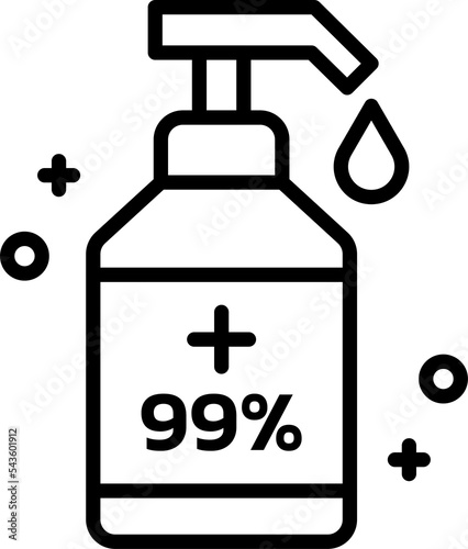 Hand sanitizer bottle Thin line icon.