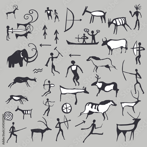Drawings from caves, ancient arts and symbols