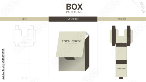 Box packaging and mockup die cut template	