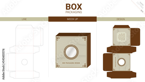 Box packaging and mockup die cut template	