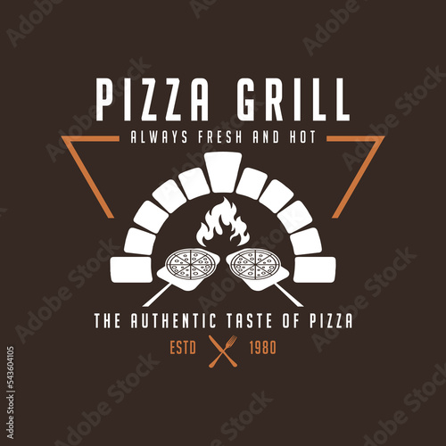 vintage pizza logo design template