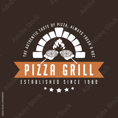 vintage pizza logo design template