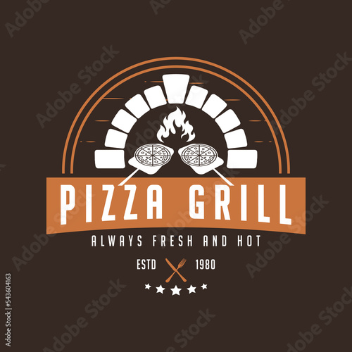 vintage pizza logo design template