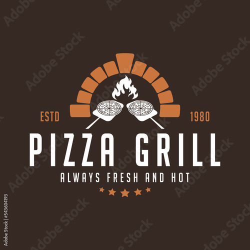 vintage pizza logo design template