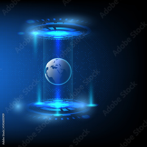 Vector modern of the technology world on blue background