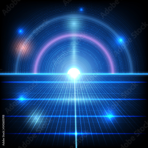 Vector line technology light in galaxy background