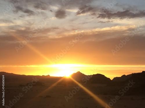 Sunset in Jordan. Travel to Jordan. Landscapes of beautiful Jordan.