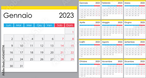 Calendar 2023 on Italian language, week start on Monday