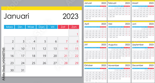 Calendar 2023 on Dutch language, week start on Monday