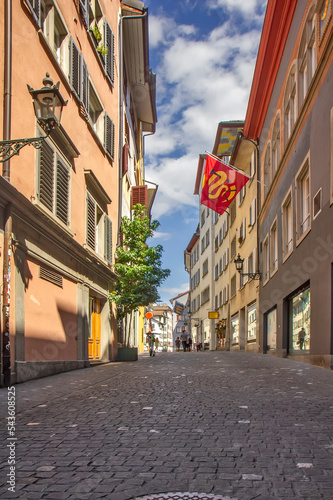 View of the street in old town in Zurich