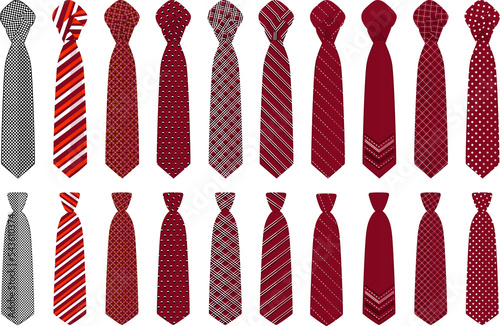 big set ties different types, neckties various size