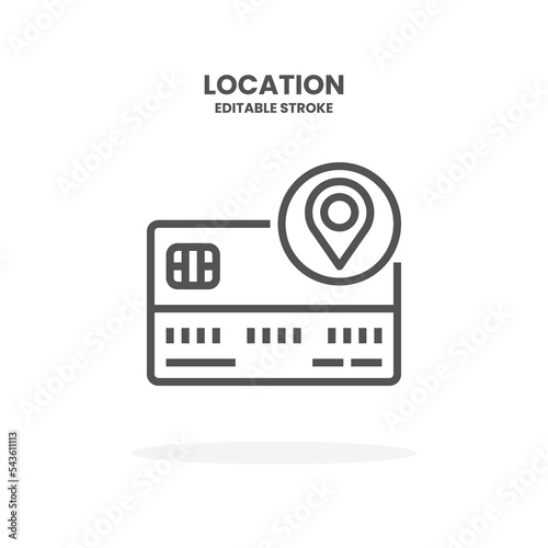 Credit Card Location line icon. Vector illustration on white background. Editable Stroke and pixel perfect. You can use for web, app and more.