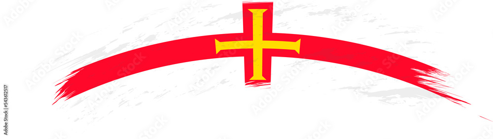 Obraz premium Flag of Guernsey in rounded grunge brush stroke.