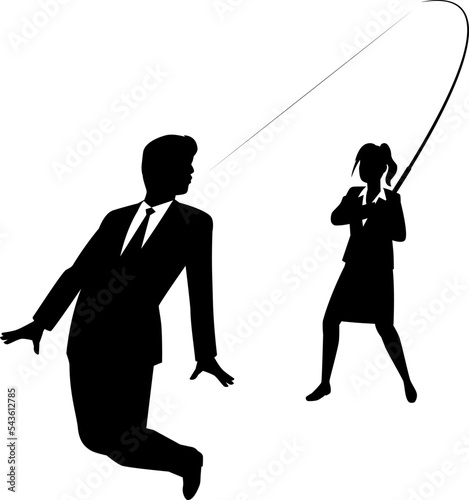 男性を釣る女性ビジネスマン
