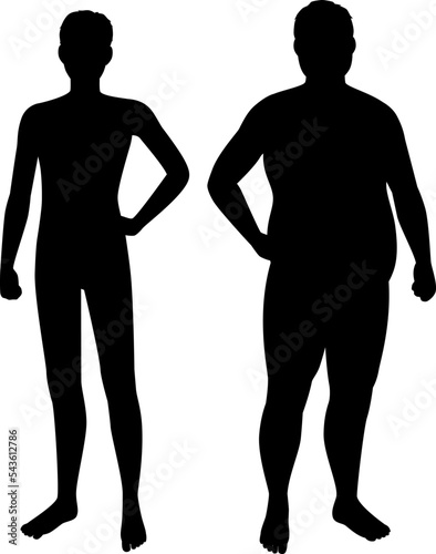 痩せた男性と太った男性 photo