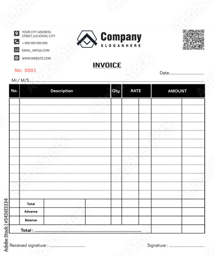 Receipt voucher vector template, NCR bill book, vector template image