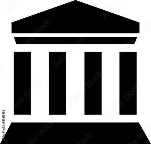 Building with iconic columns. Building icon . Historical building. Vector icon isolated on white background.