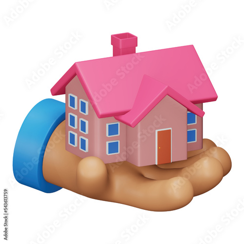 Mortgage loan 3d rendering isometric icon.