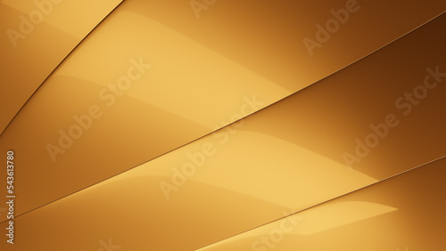 Abstract golden orange elegant background with reflections, curves or overlapping shiny layers and copy space for text. 3D illustration rendering © MikeCS images