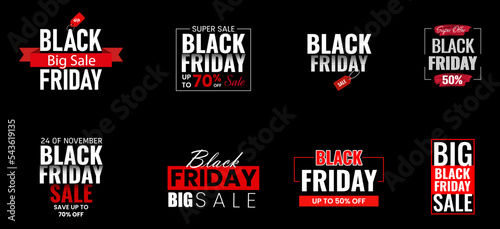 Black Friday sale offer sign, symbol, and bundle for social media, website, banner, etc. Vector design.