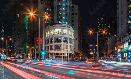 HONG KONG - July 28, 2022 : Lui Seng Chun building type of two-to-four-story residence integrating Chinese and Western architectural styles was very popular in the early 20th century.